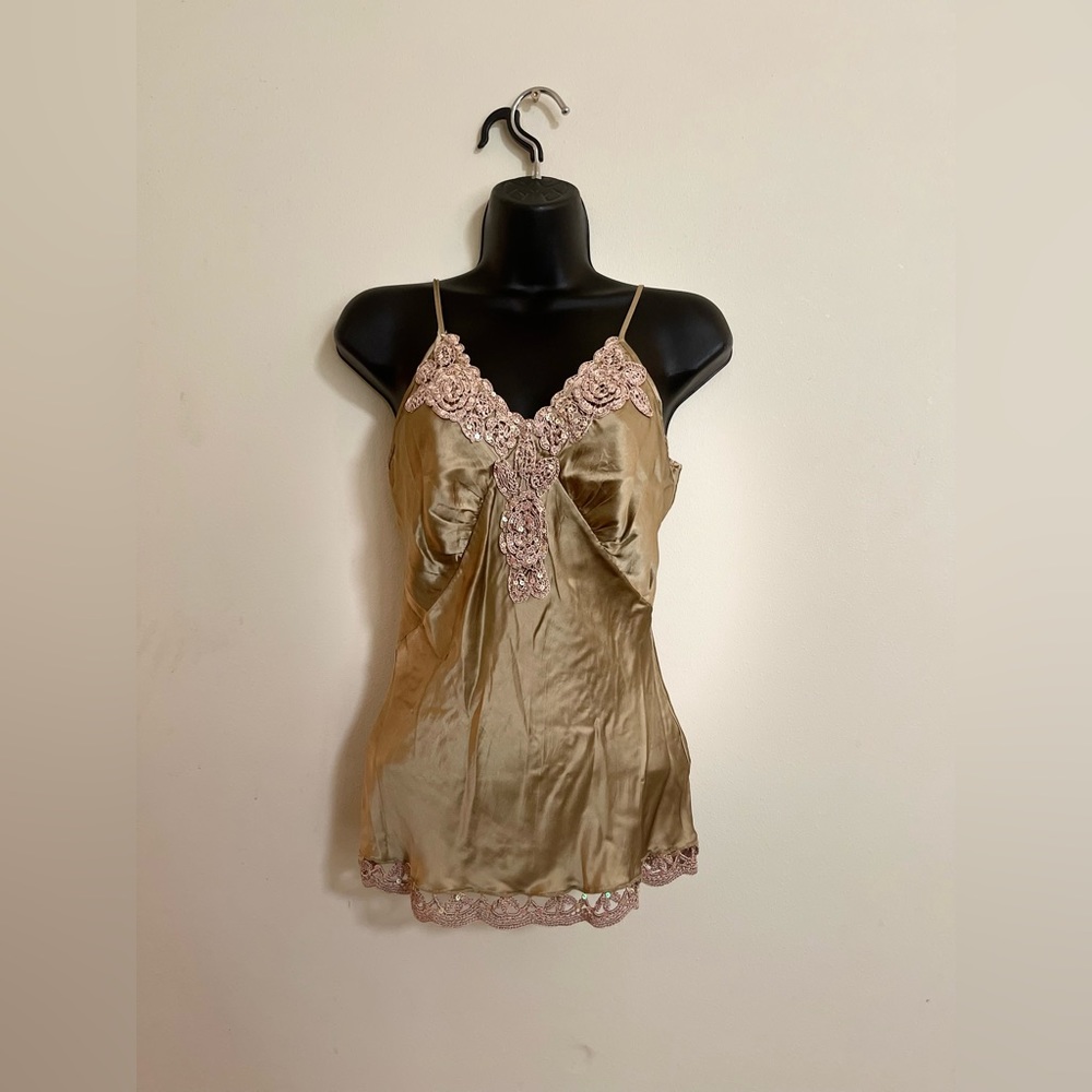 Silk Sequence embroidered Top & Jacket. - Gold & Tan - W Flair Cuffs.